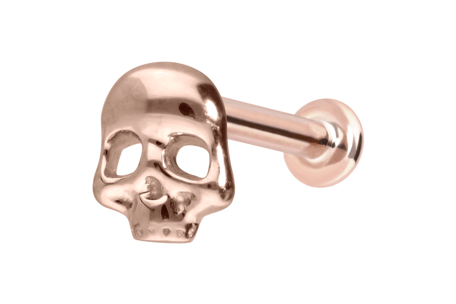 14 Karat Gold Labret Piercing mit Push Fit TOTENKOPF